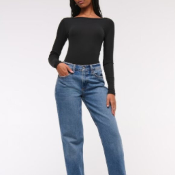 Abercrombie & Fitch The Baggy Low Rise (Curve Love) Jeans Medium Wash 26 / 2R - Picture 4 of 9